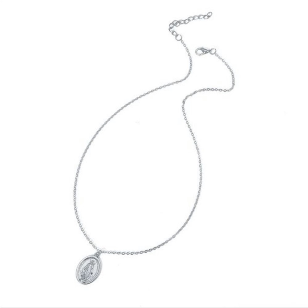 Silver Tone Virgin Mary Miraculous Necklace